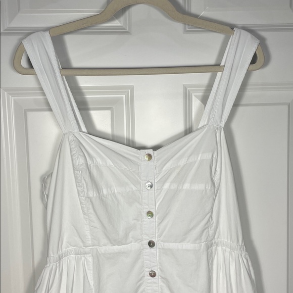 Madewell Button-Front Tiered Midi Dress Size Medium White Sleeveless - Picture 3 of 16